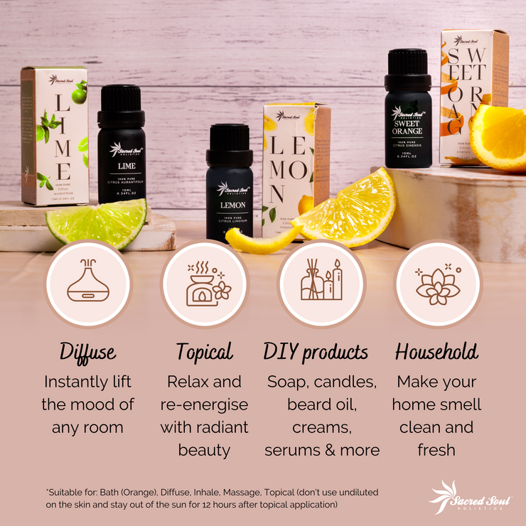 Citrus 3 Set - Lemon, Lime, Sweet Orange - Sacred Soul Holistics